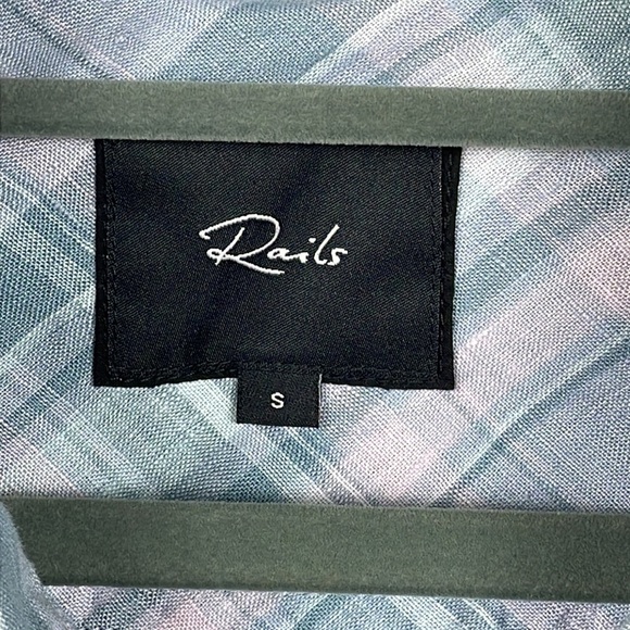 New Rails Mens Havana Plaid Denim Sport Shirt Linen Button Front Long Sleeve S - Picture 7 of 14